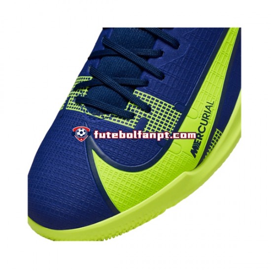 Azul Amarelo Nike Mercurial Superfly VIII Recharge Academy IC Chuteiras de futebol