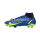 Azul Amarelo Nike Mercurial Superfly VIII Recharge Elite FG Chuteiras de futebol