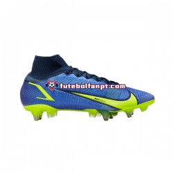 Azul Amarelo Nike Mercurial Superfly VIII Recharge Elite SG Pro AC Chuteiras de futebol