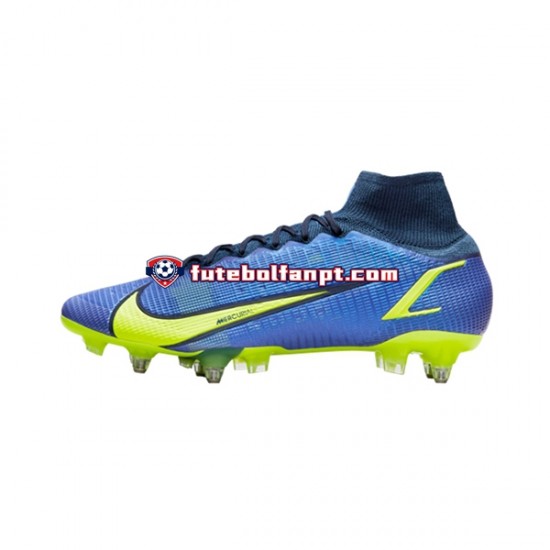 Azul Amarelo Nike Mercurial Superfly VIII Recharge Elite SG Pro AC Chuteiras de futebol