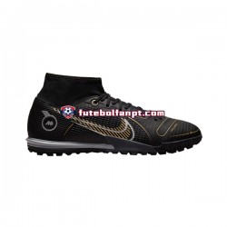 Preto Nike Mercurial Superfly VIII Shadow Academy TF Chuteiras de futebol