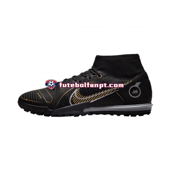 Preto Nike Mercurial Superfly VIII Shadow Academy TF Chuteiras de futebol