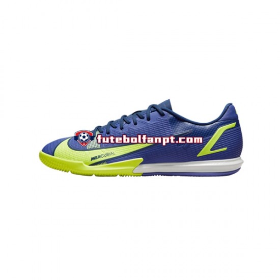 Azul Amarelo Nike Mercurial Vapor XIV Recharge Academy IC Chuteiras de futebol