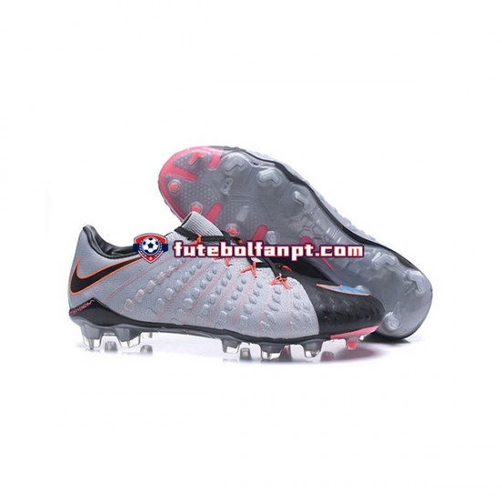 Cinza Preto Nike Neymar HyperVenom Phantom 3 Elite FG Chuteiras de futebol