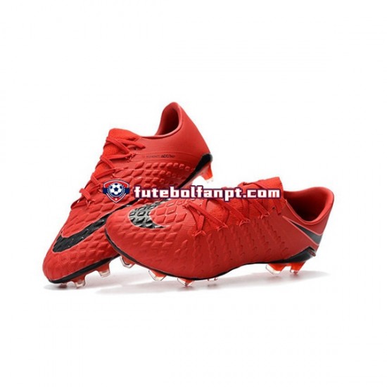 Vermelho Preto Nike Neymar HyperVenom Phantom 3 Elite FG Chuteiras de futebol