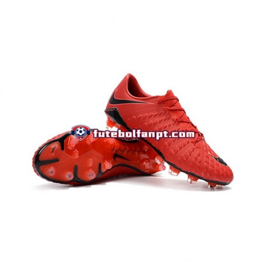 Vermelho Preto Nike Neymar HyperVenom Phantom 3 Elite FG Chuteiras de futebol