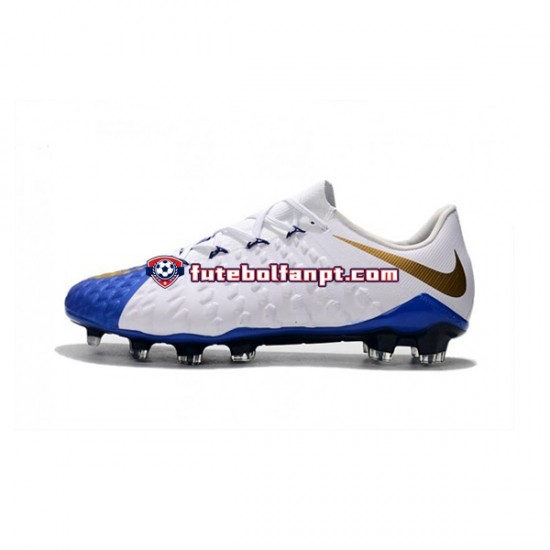 Azul Amarelo Branco Nike Neymar HyperVenom Phantom 3 Elite FG Chuteiras de futebol