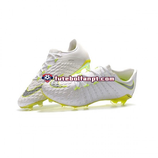 Cinza Branco Nike Neymar HyperVenom Phantom 3 Elite FG Chuteiras de futebol