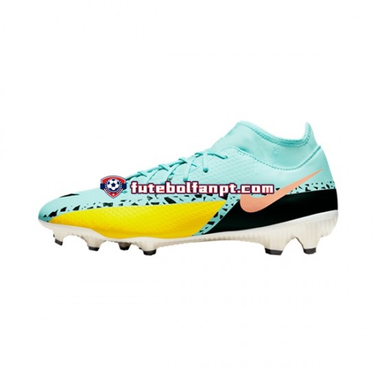 Azul Amarelo Nike Phantom GT2 Academy DF FGMG Lucent Chuteiras de futebol