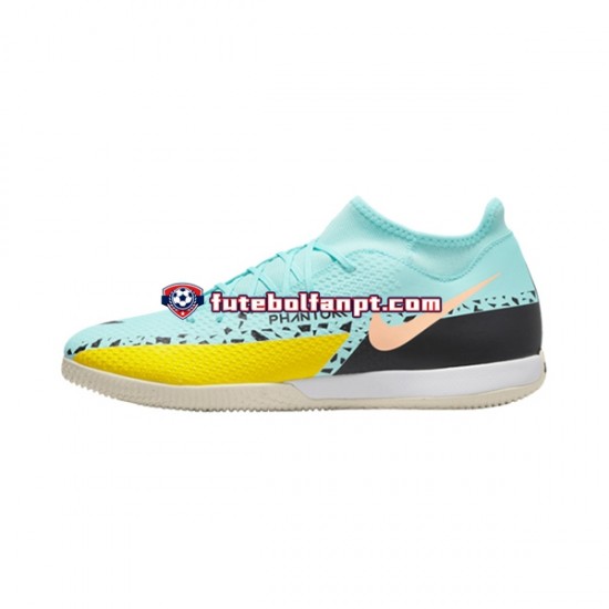 Azul Amarelo Nike Phantom GT2 Academy DF IC Halle Lucent Chuteiras de futebol