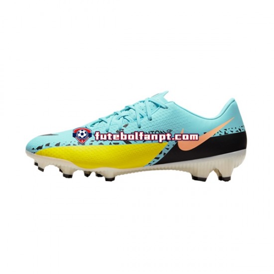 Azul Amarelo Nike Phantom GT2 Academy FGMG Lucent Chuteiras de futebol