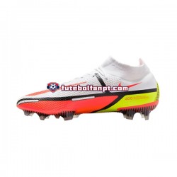 Vermelho Amarelo Branco Nike Phantom GT2 Motivation Elite DF FG Chuteiras de futebol