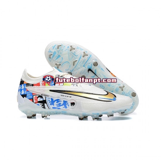 Azul Amarelo Branco Nike Phantom GX Elite FG Chuteiras de futebol