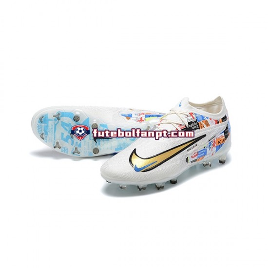 Azul Amarelo Branco Nike Phantom GX Elite FG Chuteiras de futebol