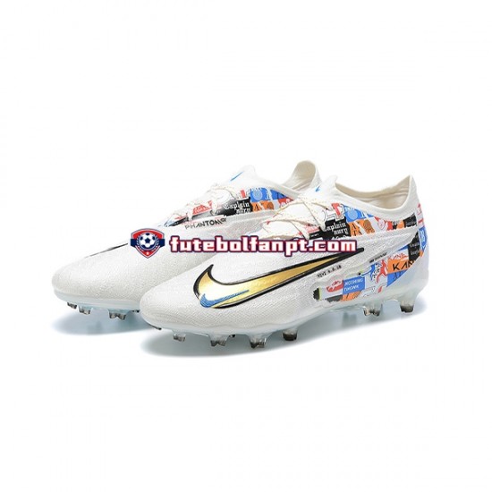 Azul Amarelo Branco Nike Phantom GX Elite FG Chuteiras de futebol