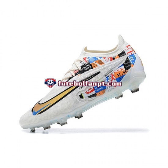 Azul Amarelo Branco Nike Phantom GX Elite FG Chuteiras de futebol