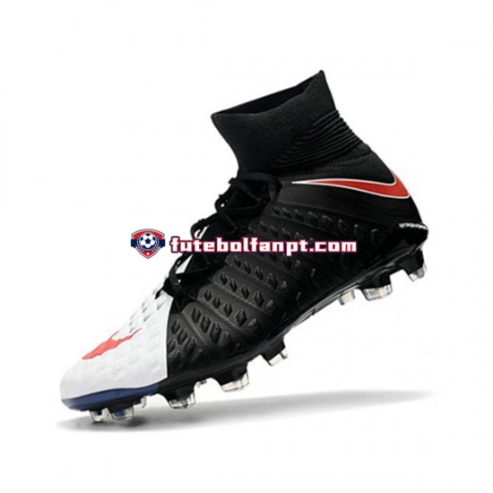 Vermelho Branco Preto Nike Phantom Hypervenom 3 Elite DF FG Chuteiras de futebol