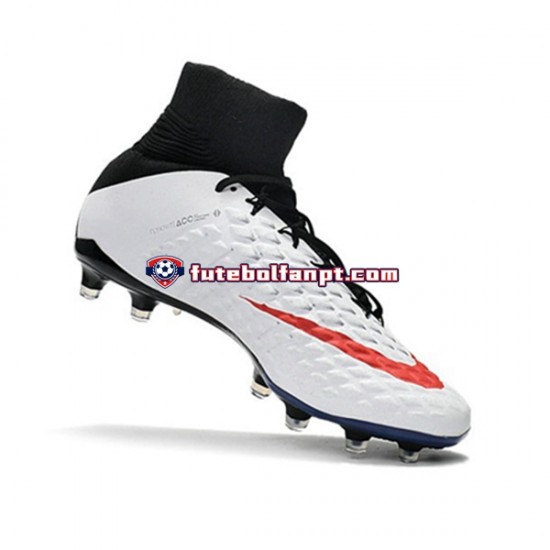 Vermelho Branco Preto Nike Phantom Hypervenom 3 Elite DF FG Chuteiras de futebol