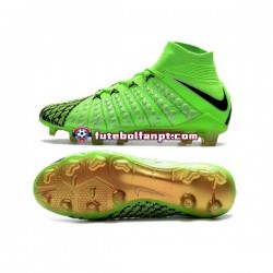 Verde Preto Nike Phantom Hypervenom III Elite DF FG Chuteiras de futebol