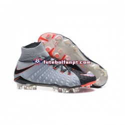 Vermelho Cinza Preto Nike Phantom Hypervenom III Elite DF FG Chuteiras de futebol