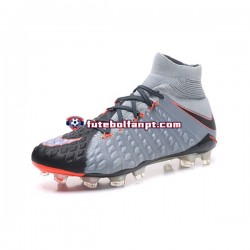 Vermelho Cinza Preto Nike Phantom Hypervenom III Elite DF FG Chuteiras de futebol