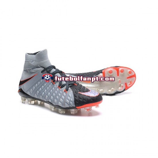 Vermelho Cinza Preto Nike Phantom Hypervenom III Elite DF FG Chuteiras de futebol