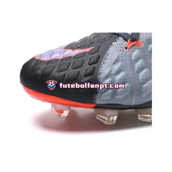 Vermelho Cinza Preto Nike Phantom Hypervenom III Elite DF FG Chuteiras de futebol