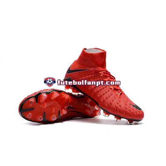 Vermelho Preto Nike Phantom Hypervenom III Elite DF FG Chuteiras de futebol