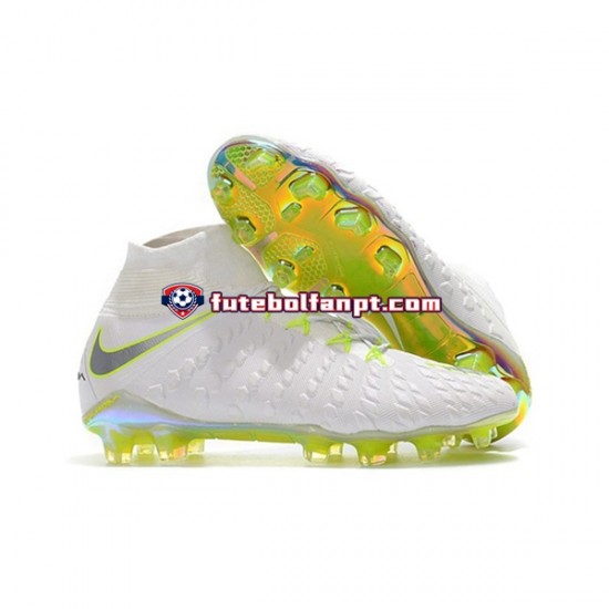 Cinza Branco Nike Phantom Hypervenom III Elite DF FG Chuteiras de futebol