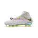 Cinza Branco Nike Phantom Hypervenom III Elite DF FG Chuteiras de futebol