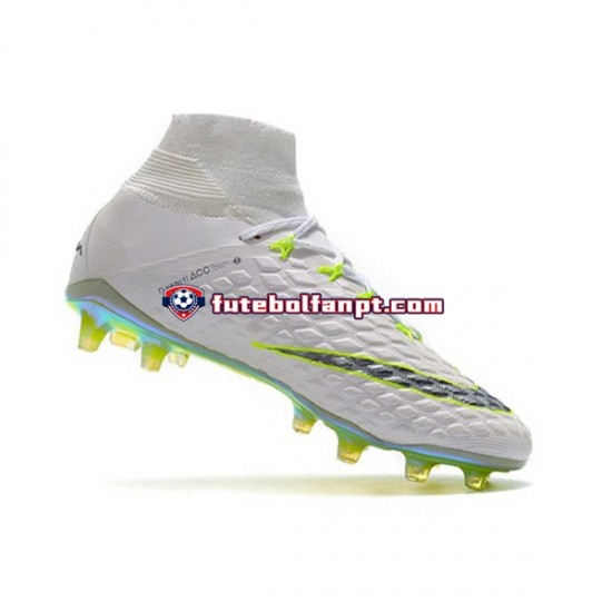 Cinza Branco Nike Phantom Hypervenom III Elite DF FG Chuteiras de futebol