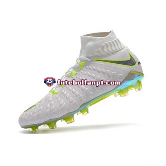 Cinza Branco Nike Phantom Hypervenom III Elite DF FG Chuteiras de futebol