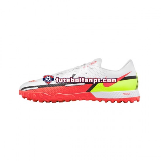 Vermelho Branco Nike React Phantom GT2 Motivation Pro TF Chuteiras de futebol