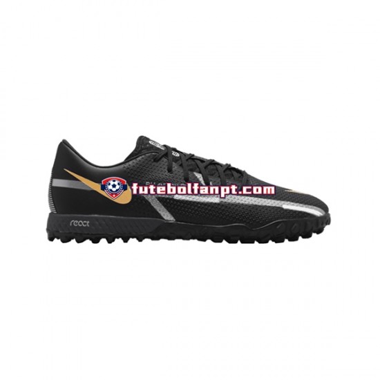 Preto Nike React Phantom GT2 Shadow Pro TF Chuteiras de futebol