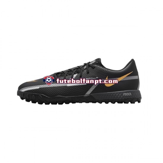 Preto Nike React Phantom GT2 Shadow Pro TF Chuteiras de futebol