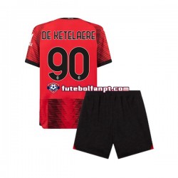 Camisola Principal AC Milan Charles De Ketelaere 90 Época 2023/2024 Manga Curta ,Criança