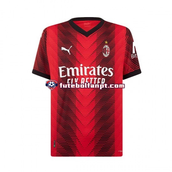 Camisola Principal AC Milan Simon Kjaer 24 Época 2023/2024 Manga Curta ,Criança