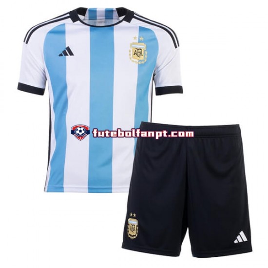 Camisola Principal Seleção Argentina World Cup 2022 Manga Curta ,Criança