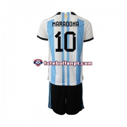 Camisola Principal Seleção Argentina Maradona 10 World Cup 2022 Manga Curta ,Criança