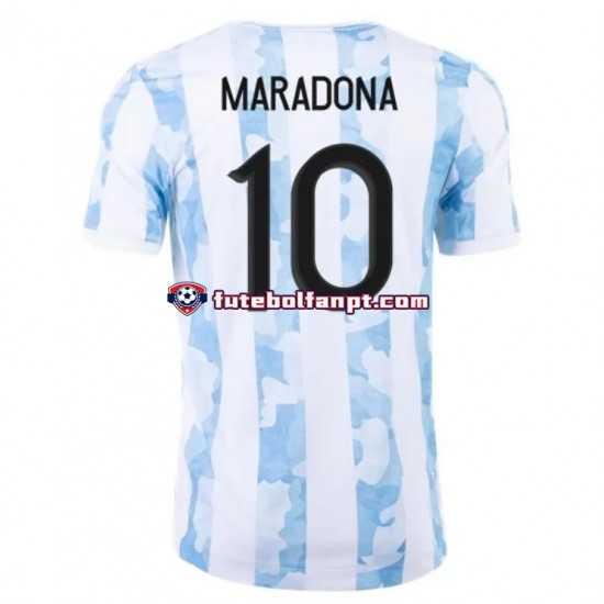 Camisola Principal Seleção Argentina Maradona 10 2021 Manga Curta ,Homem