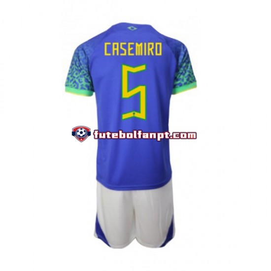 Camisola Alternativo Seleção Brasileira Casemiro 5 World Cup 2022 Manga Curta ,Criança