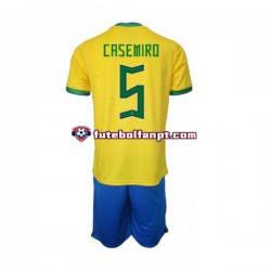 Camisola Principal Seleção Brasileira Casemiro 5 World Cup 2022 Manga Curta ,Criança