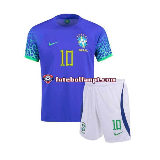 Camisola Alternativo Seleção Brasileira Ronaldinho 10 World Cup 2022 Manga Curta ,Criança