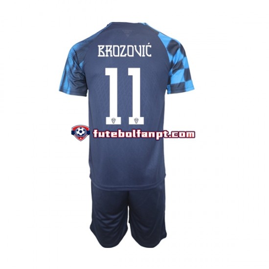 Camisola Alternativo Seleção Croata Brozovic 11 World Cup 2022 Manga Curta ,Criança