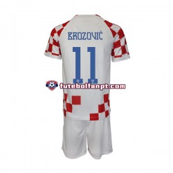 Camisola Principal Seleção Croata Brozovic 11 World Cup 2022 Manga Curta ,Criança