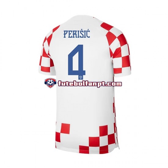 Camisola Principal Seleção Croata Perisic 4 World Cup 2022 Manga Curta ,Homem