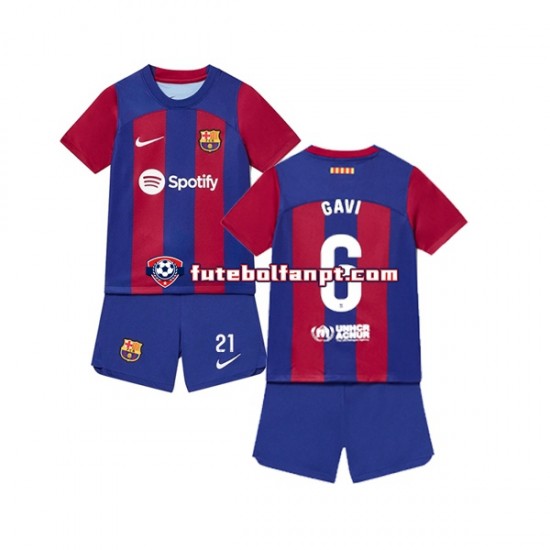 Camisola Principal FC Barcelona Gavi 6 Época 2023/2024 Manga Curta ,Criança