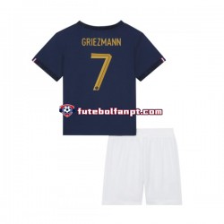 Camisola Principal Seleção Francesa Griezmann 7 World Cup 2022 Manga Curta ,Criança