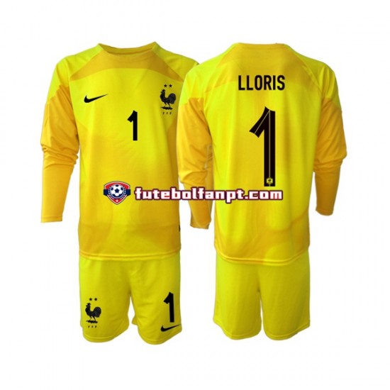 Camisola Alternativa (2ª) Guarda-redes Seleção Francesa Hugo Lloris 1 World Cup 2022 Manga Comprida ,Criança