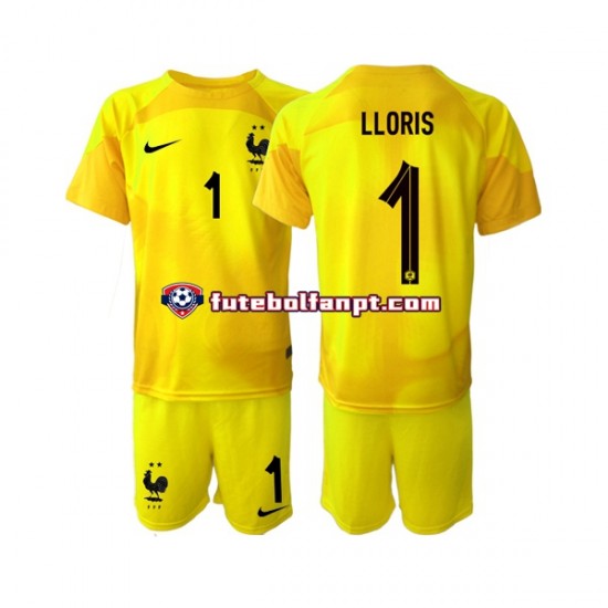 Camisola Alternativa (2ª) Guarda-redes Seleção Francesa Hugo Lloris 1 World Cup 2022 Manga Curta ,Criança